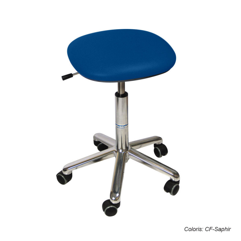 Tabouret Promotal assise carrée, roulettes, hauteur réglable