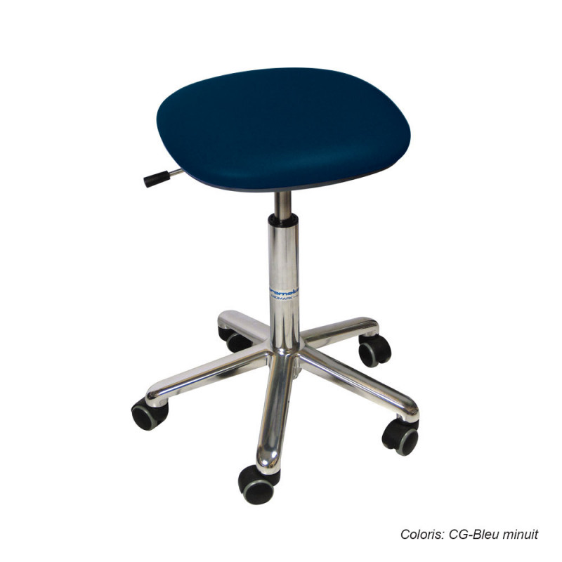 Tabouret Promotal assise carrée, roulettes, hauteur réglable