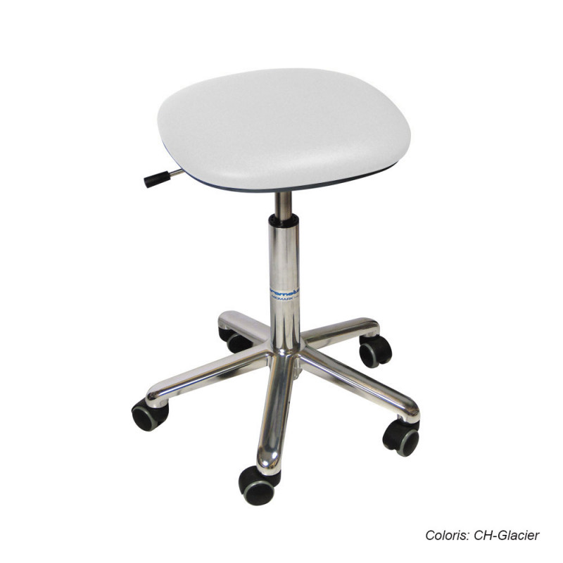 Tabouret Promotal assise carrée, roulettes, hauteur réglable