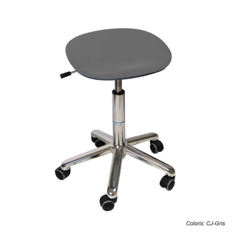 Tabouret Promotal assise carrée, roulettes, hauteur réglable
