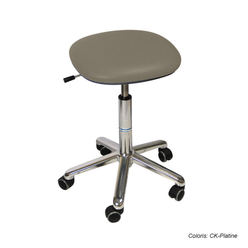 Tabouret Promotal assise carrée, roulettes, hauteur réglable