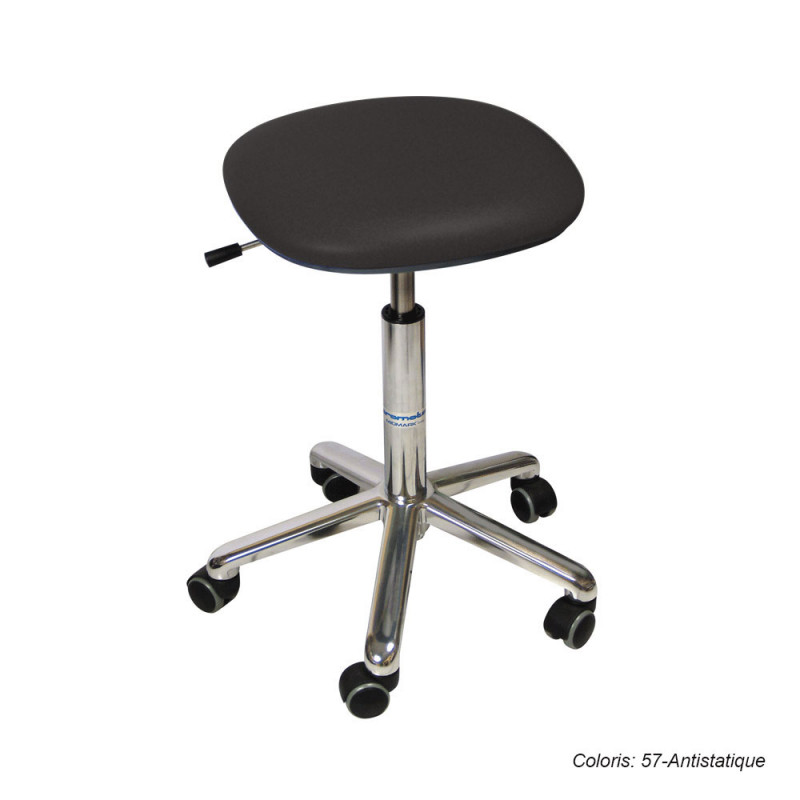 Tabouret Promotal assise carrée, roulettes, hauteur réglable