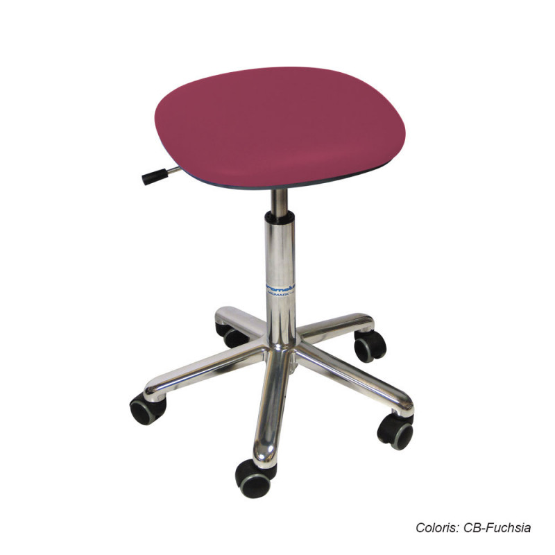 Tabouret Promotal assise carrée, roulettes, hauteur réglable