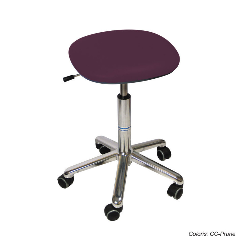 Tabouret Promotal assise carrée, roulettes, hauteur réglable
