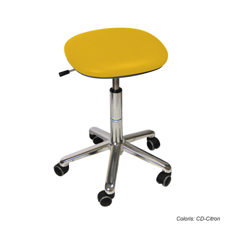 Tabouret Promotal assise carrée, roulettes, hauteur réglable