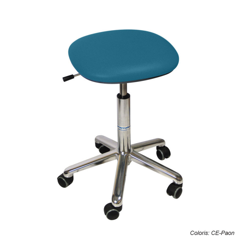 Tabouret Promotal assise carrée, roulettes, hauteur réglable