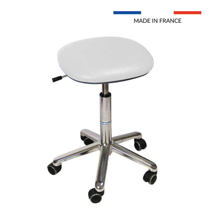 Tabouret Promotal assise carrée, roulettes, hauteur réglable
