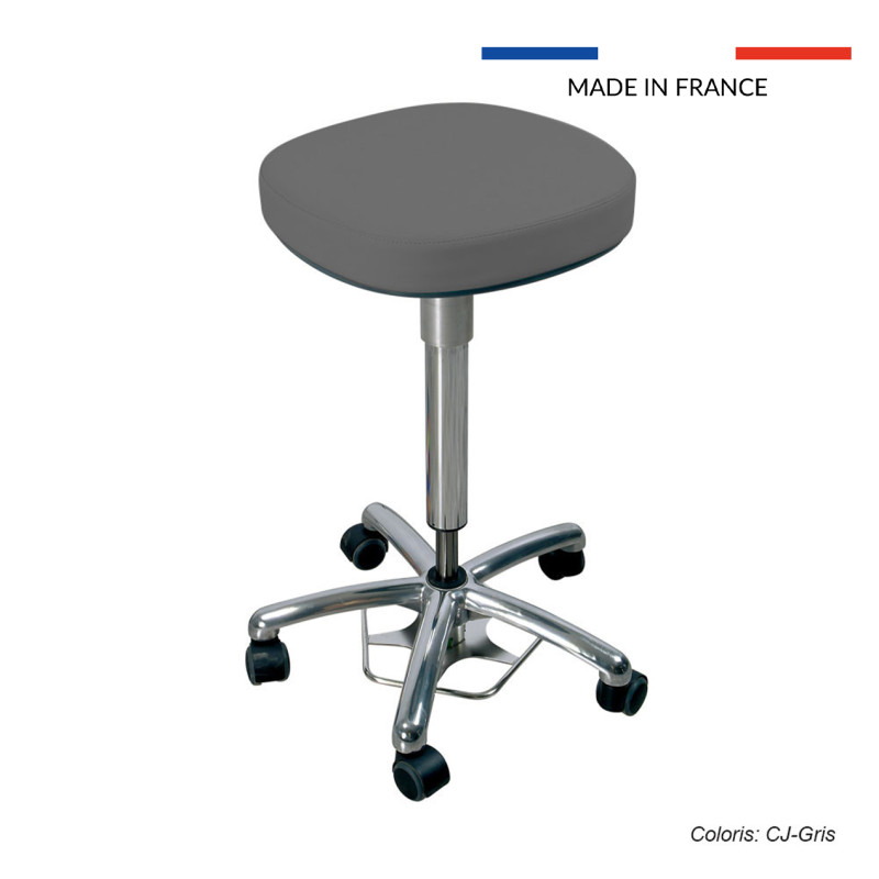 Tabouret médical Dakota, assise carrée avec roulettes