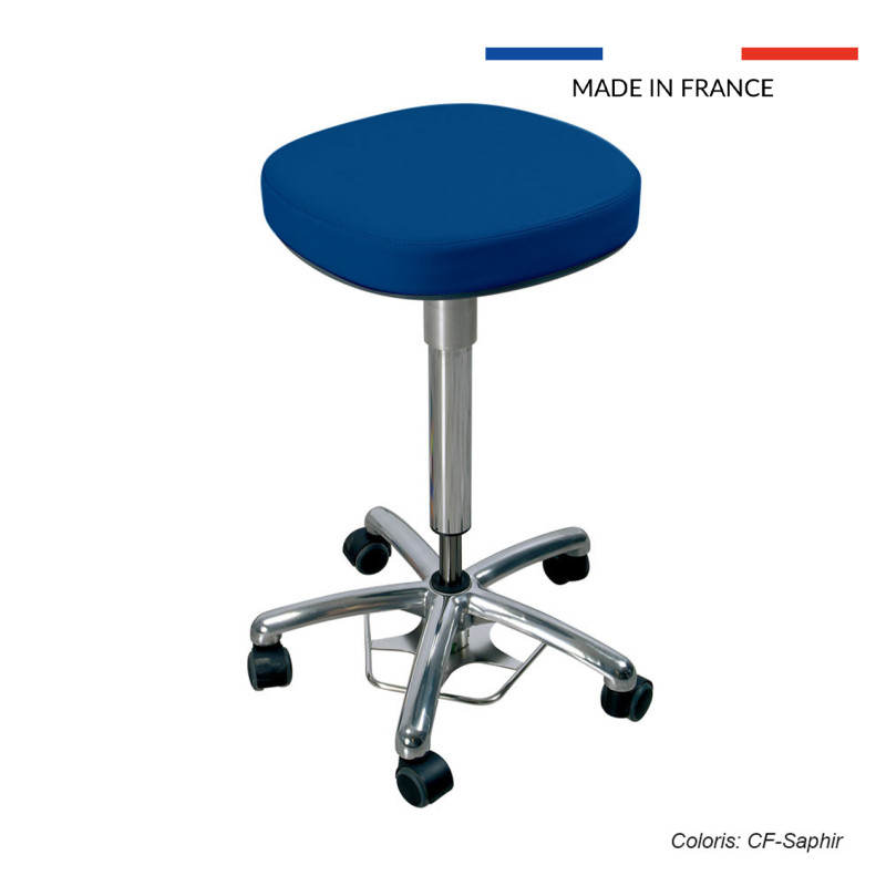 Tabouret médical Dakota, assise carrée avec roulettes