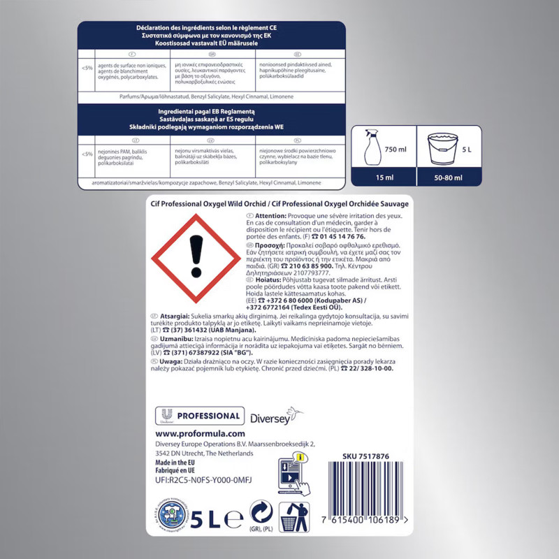 Cif Professionnel Oxy-Gel Orchidée 5L | Nettoyant multi-usages - PMD Médical